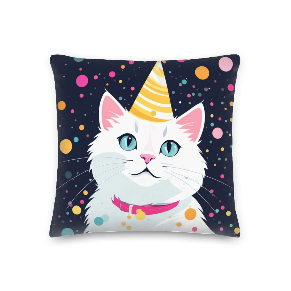 PugMug Custom White Companion Cat Premium Pillow