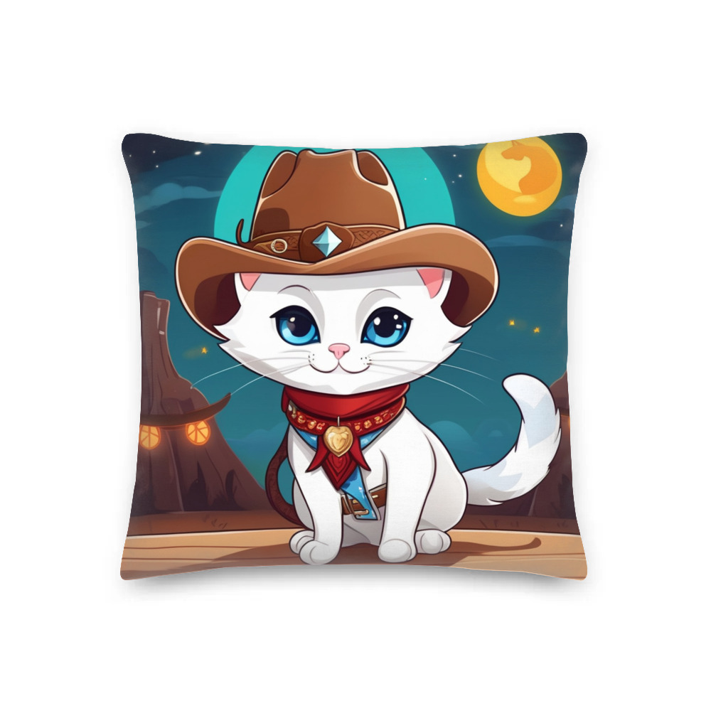 PugMug Custom White Companion Cat Premium Pillow