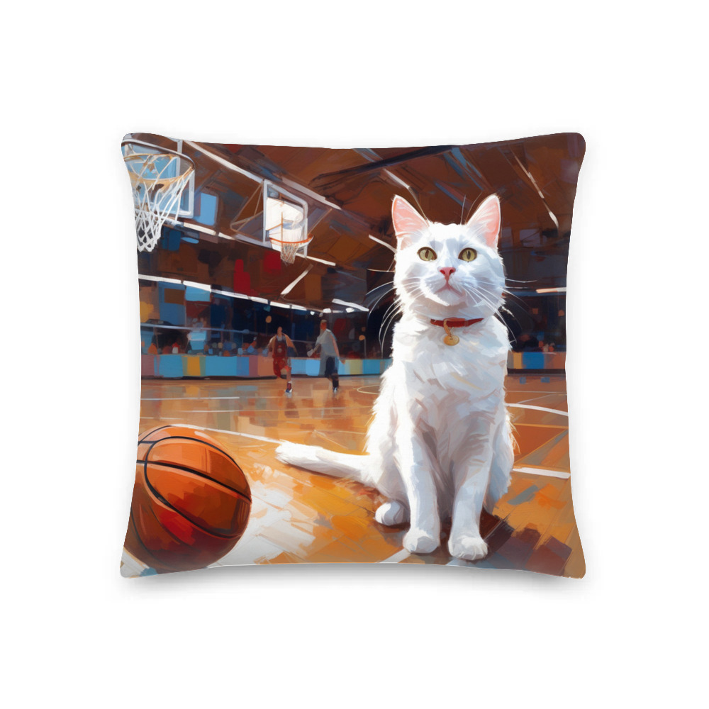 PugMug Custom White Companion Cat Premium Pillow