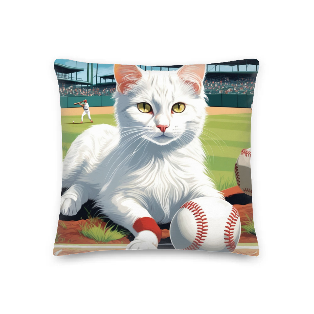 PugMug Custom White Companion Cat Premium Pillow