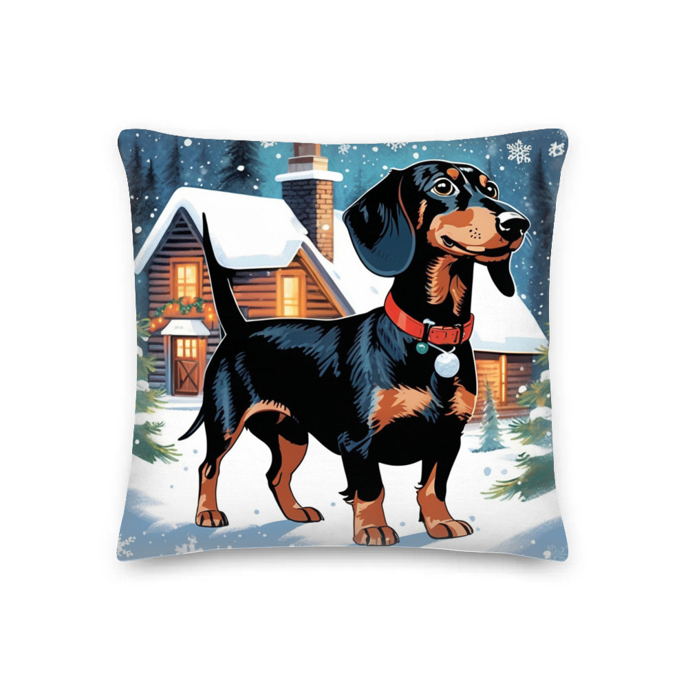 PugMug Custom Black Dachshund Premium Pillow