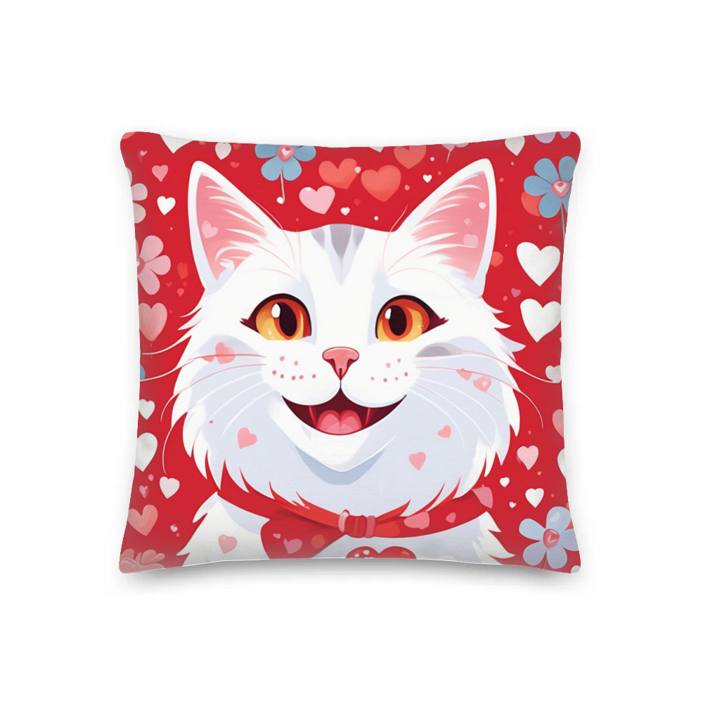 PugMug Custom White Companion Cat Premium Pillow