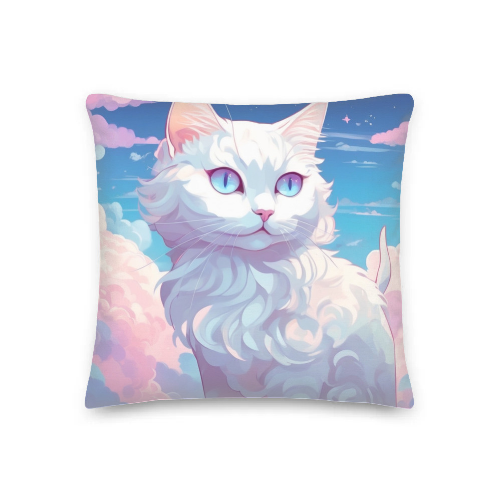 PugMug Custom White Companion Cat Premium Pillow