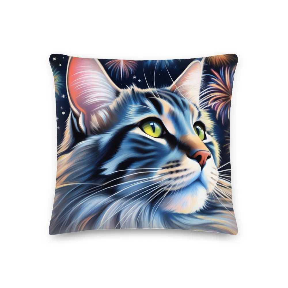 PugMug Custom Tabby Maine Coon Cat Premium Pillow