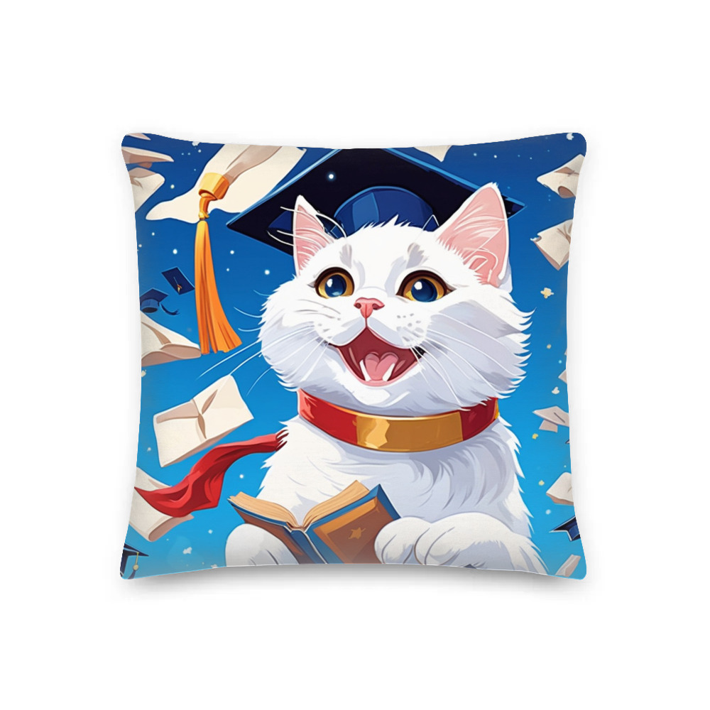 PugMug Custom White Companion Cat Premium Pillow