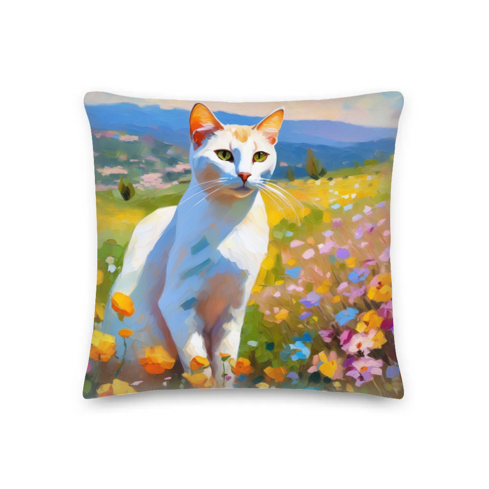 PugMug Custom White Abyssinian Cat Premium Pillow