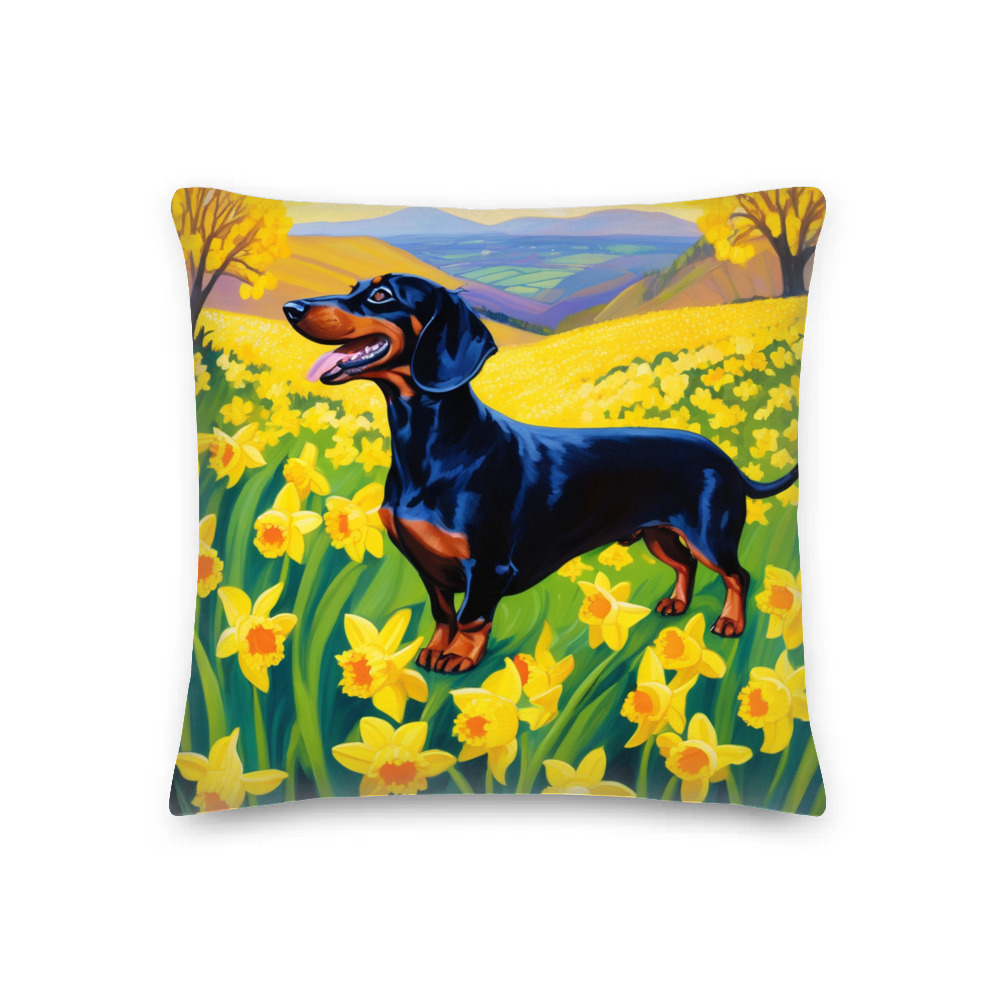 PugMug Custom Black Dachshund Premium Pillow