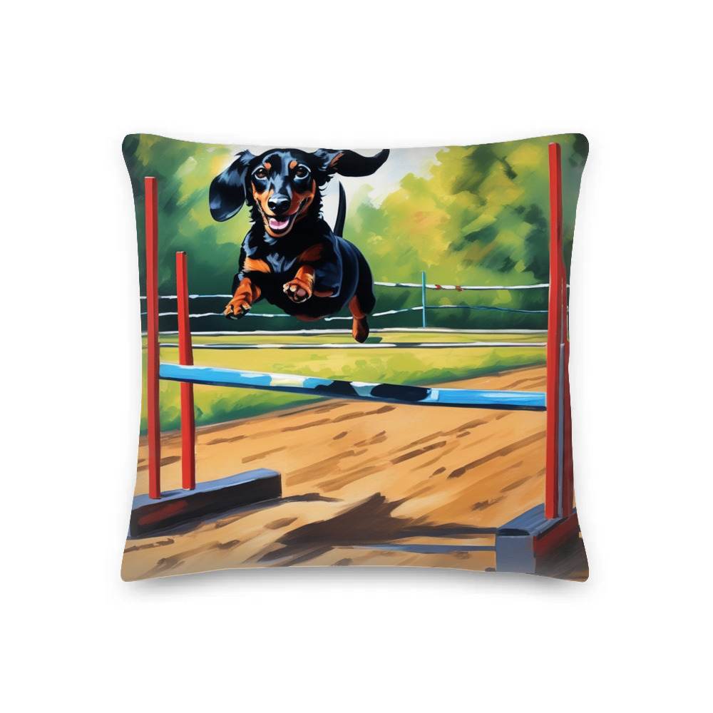 PugMug Custom Black Dachshund Premium Pillow