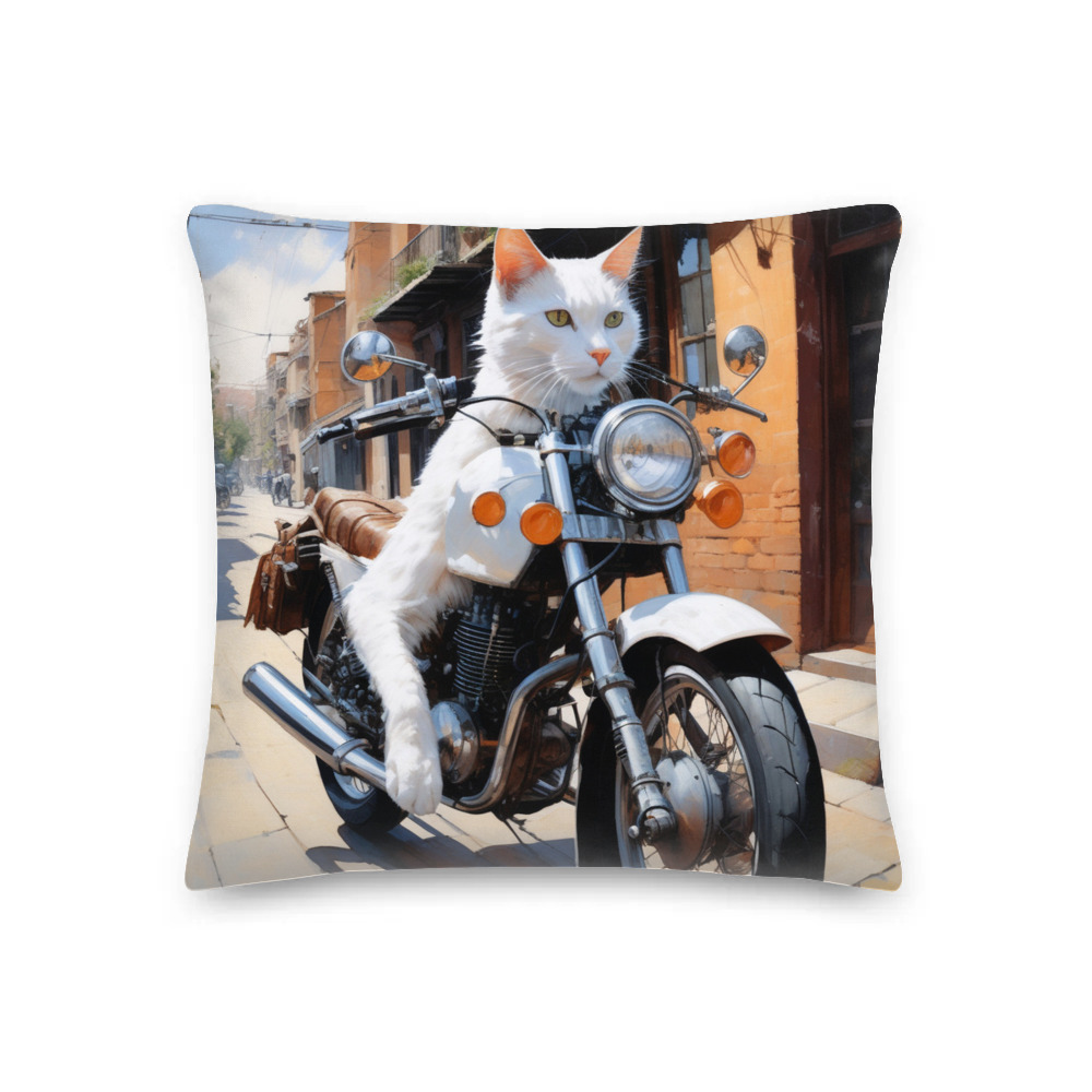 PugMug Custom White Companion Cat Premium Pillow