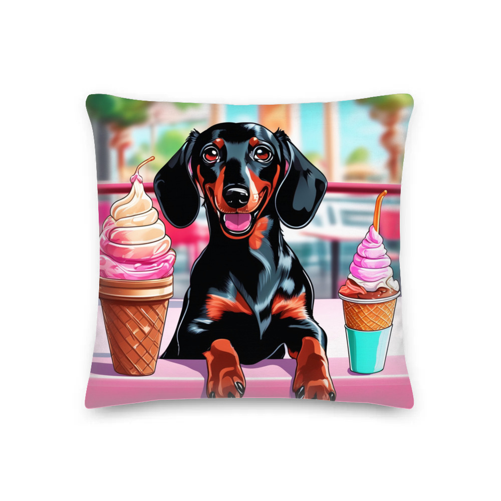 PugMug Custom Black Dachshund Premium Pillow