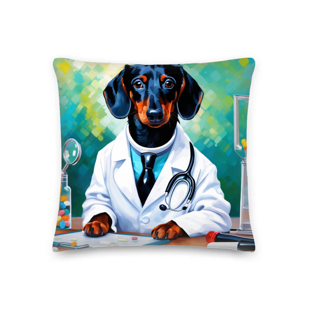 PugMug Custom Black Dachshund Premium Pillow