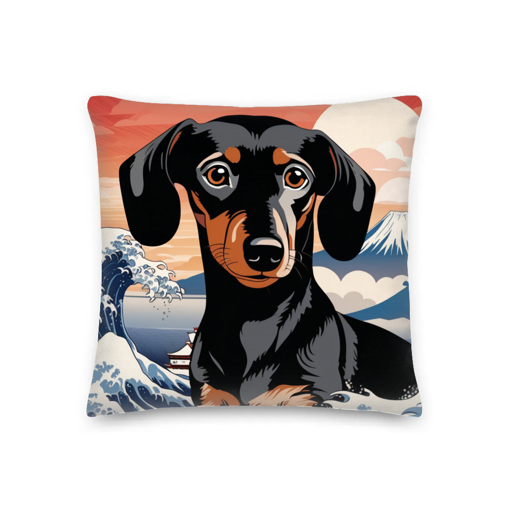 PugMug Custom Black Dachshund Premium Pillow