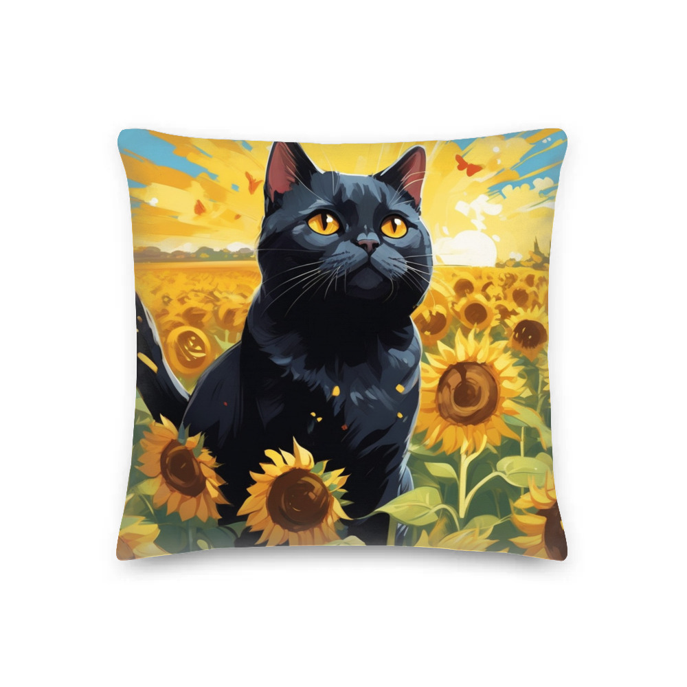 PugMug Custom Black British Shorthair Cat Premium Pillow