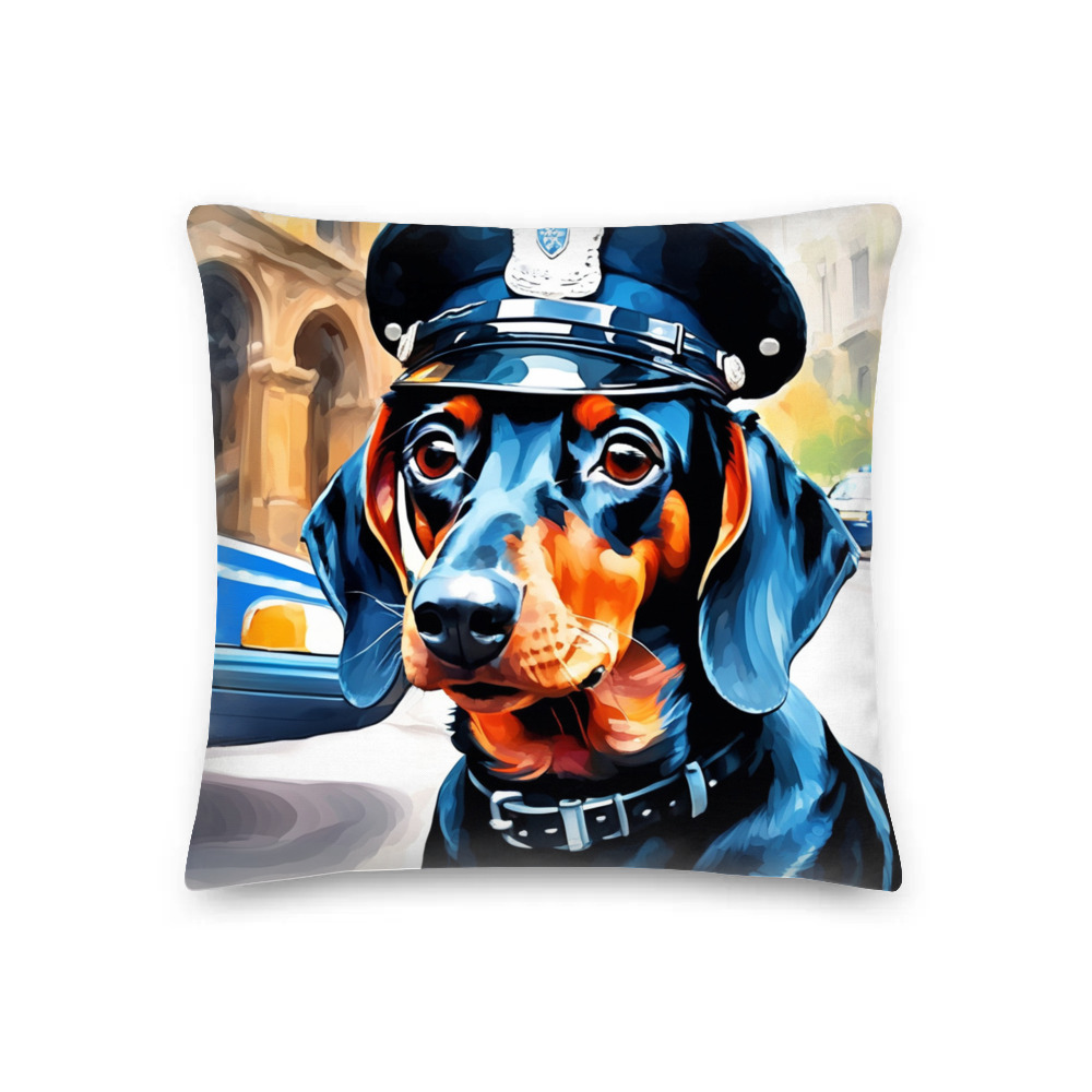 PugMug Custom Black Dachshund Premium Pillow