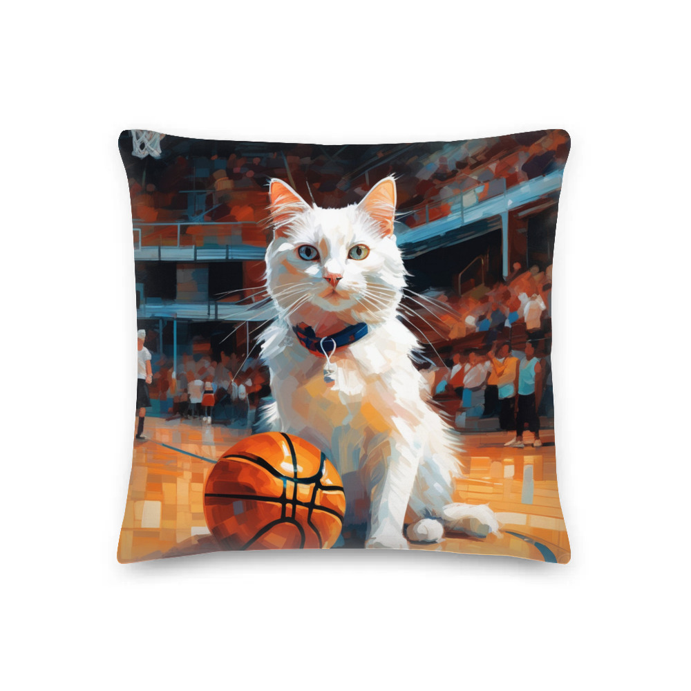 PugMug Custom White Companion Cat Premium Pillow