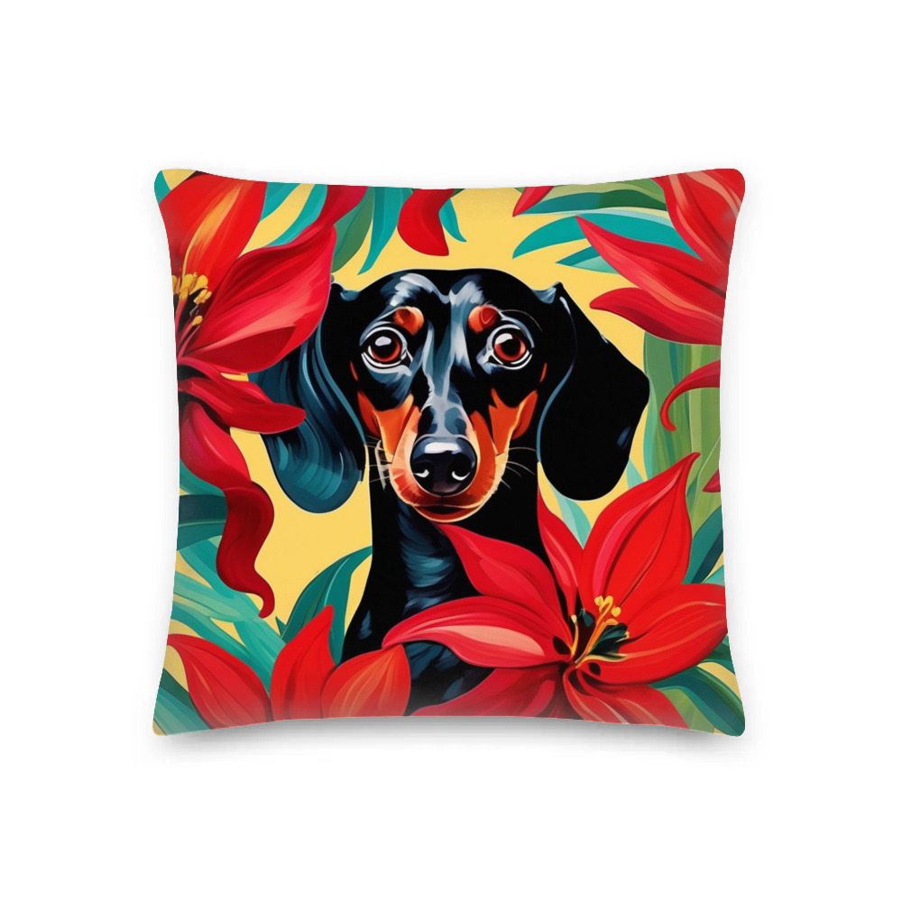 PugMug Custom Black Dachshund Premium Pillow