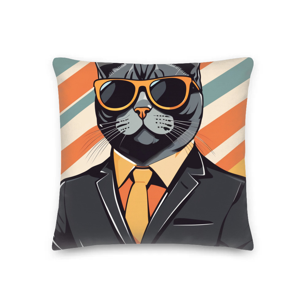 PugMug Custom Black British Shorthair Cat Premium Pillow