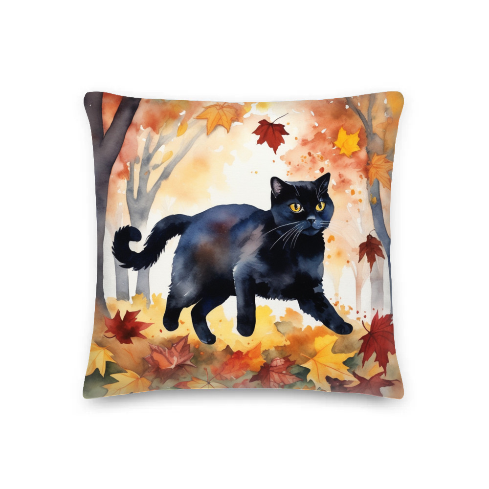 PugMug Custom Black Scottish Fold Cat Premium Pillow