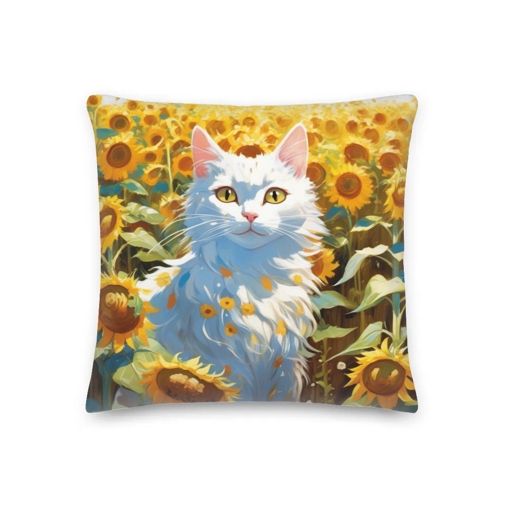 PugMug Custom White Companion Cat Premium Pillow