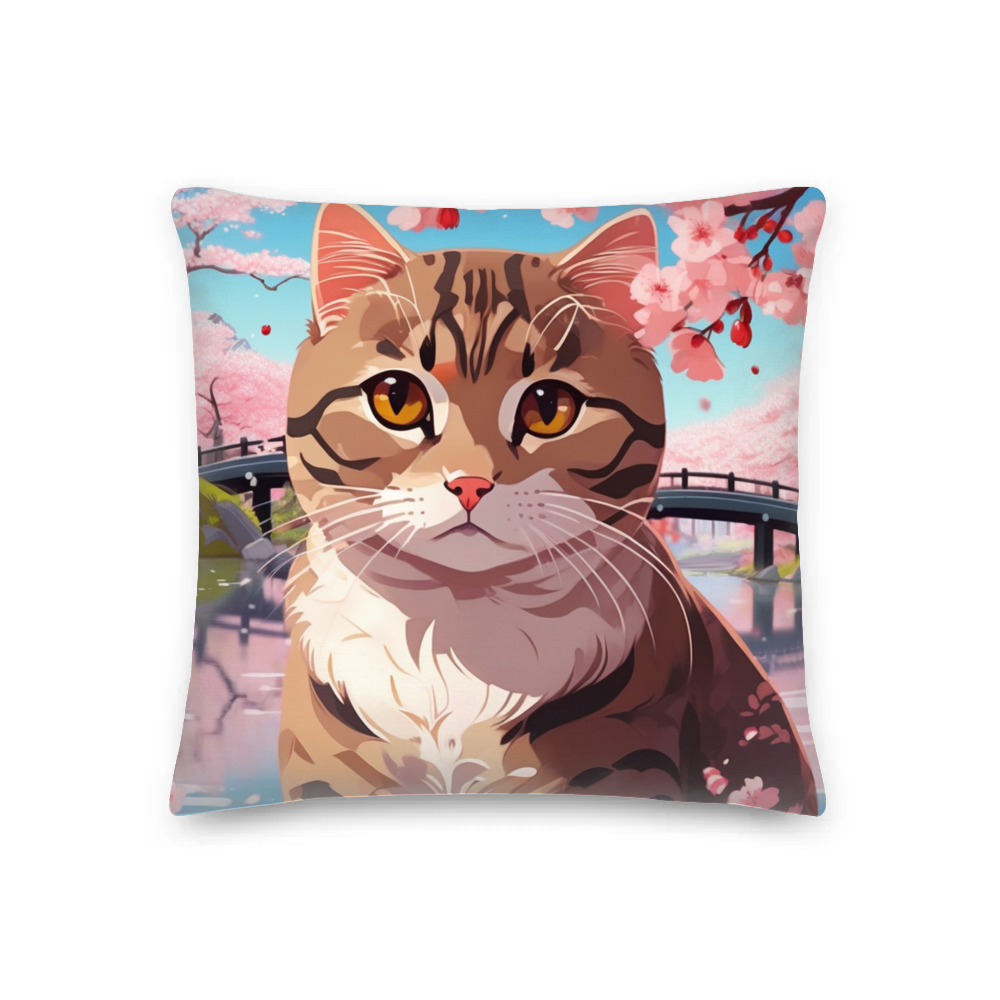 PugMug Custom Tabby Scottish Fold Cat Premium Pillow