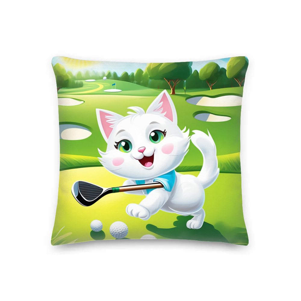 PugMug Custom White Companion Cat Premium Pillow