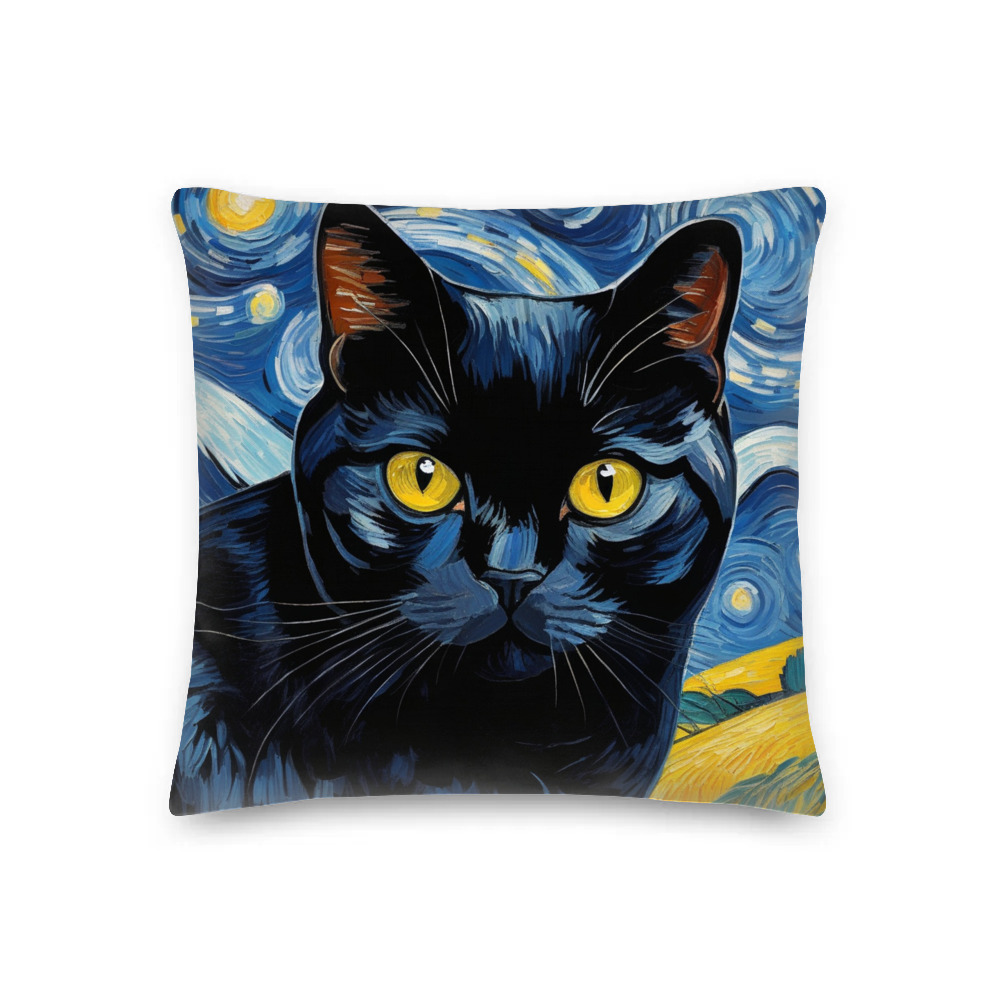 PugMug Custom Black British Shorthair Cat Premium Pillow