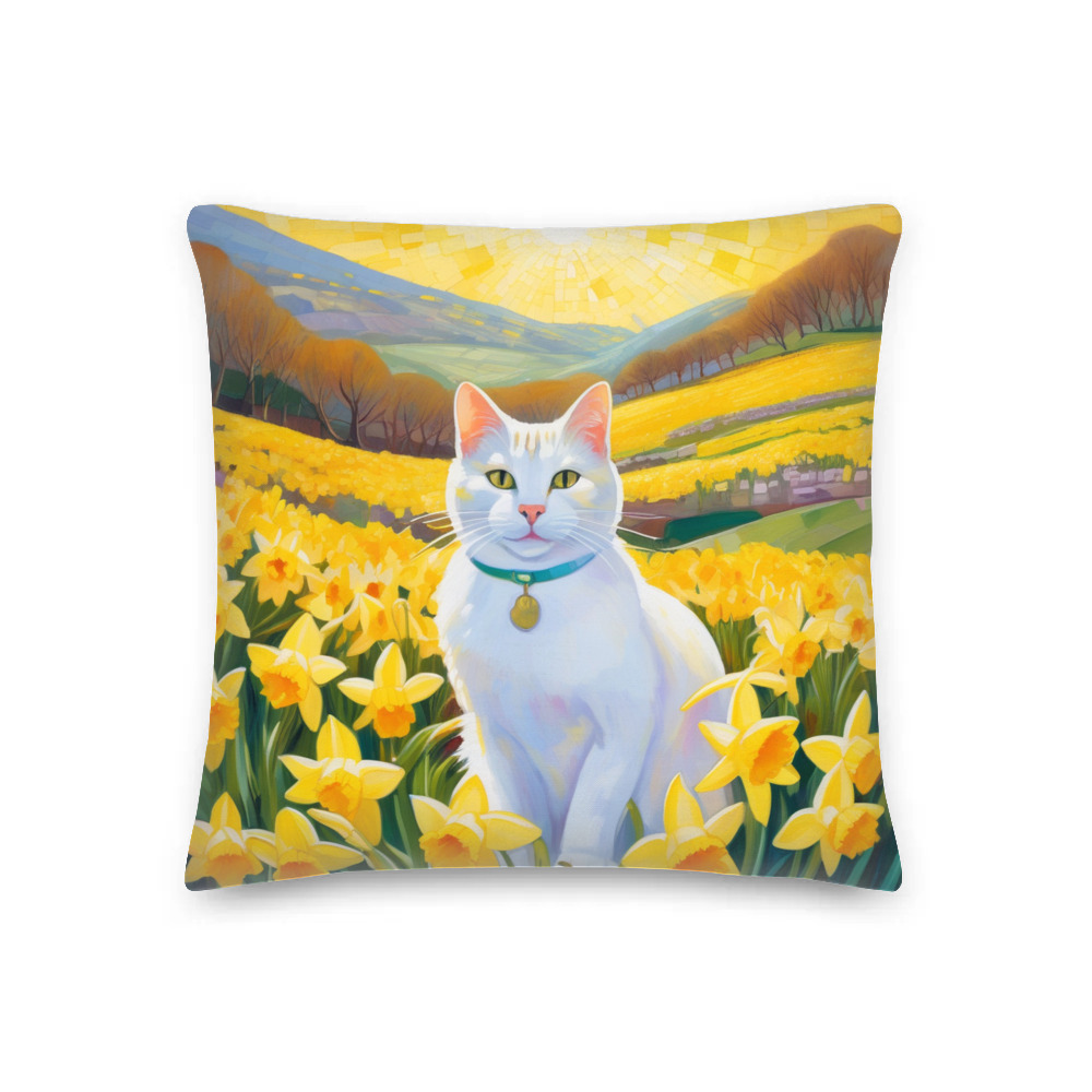 PugMug Custom White Companion Cat Premium Pillow