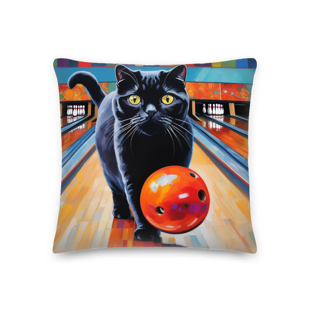 PugMug Custom Black Scottish Fold Cat Premium Pillow
