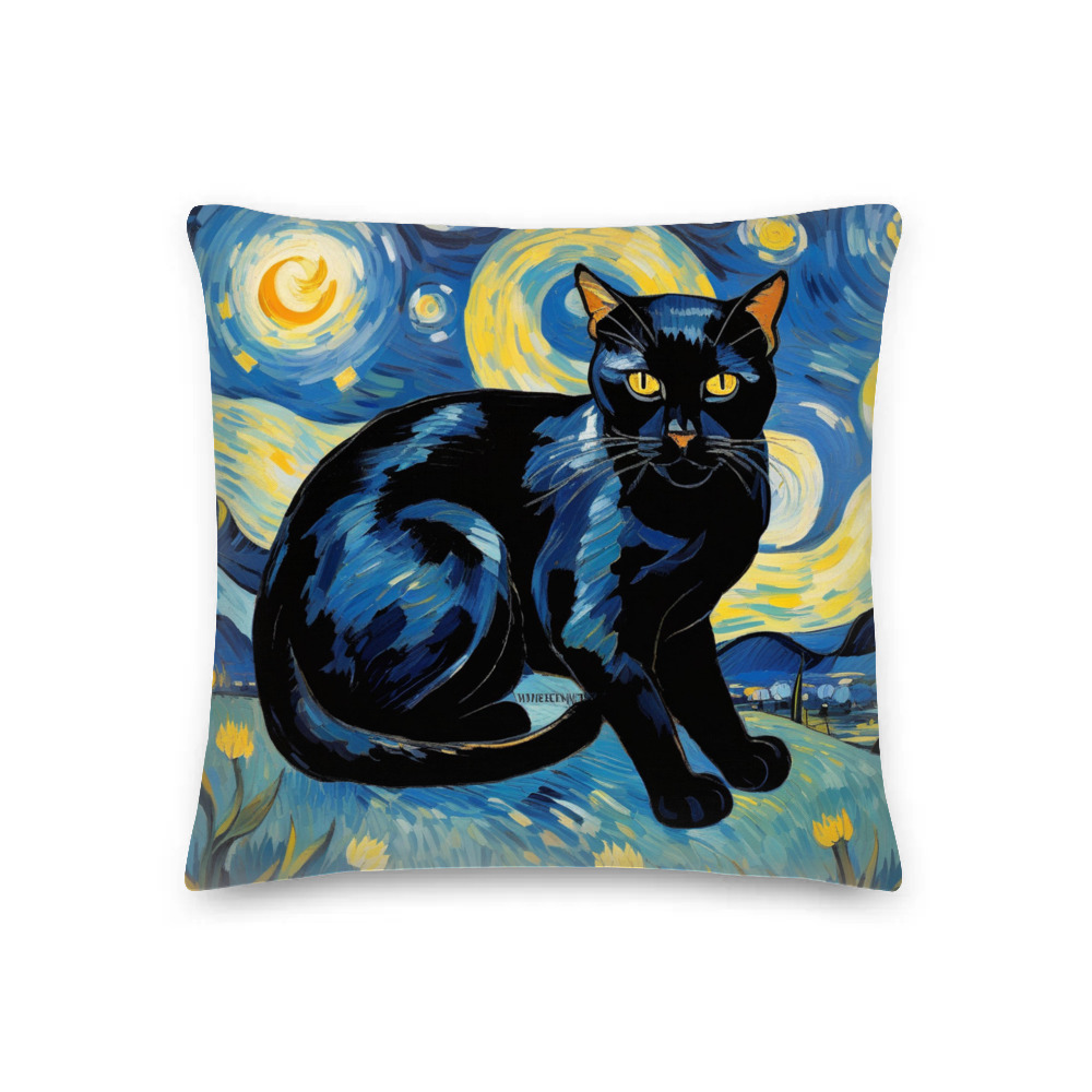 PugMug Custom Black Exotic Cat Premium Pillow