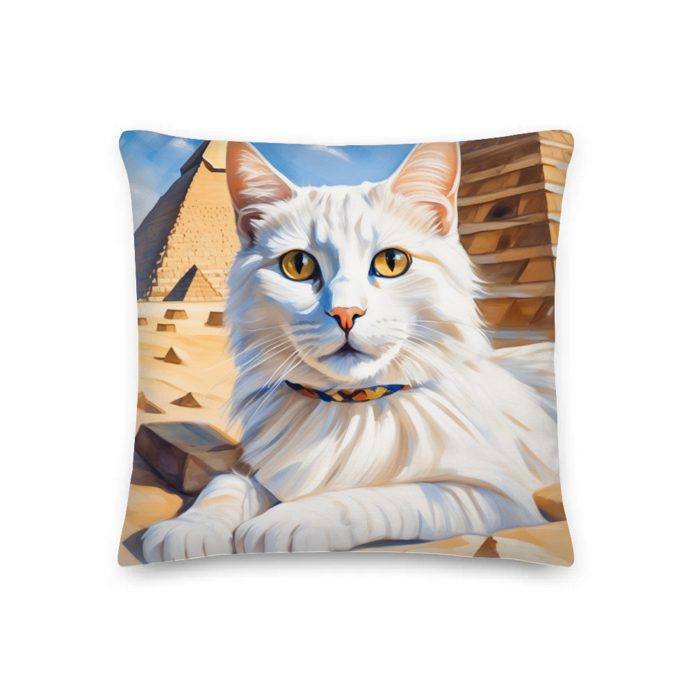 PugMug Custom White Companion Cat Premium Pillow