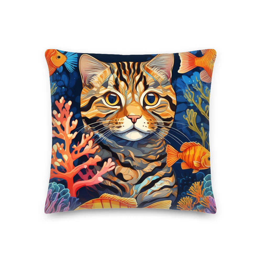PugMug Custom Tabby Scottish Fold Cat Premium Pillow