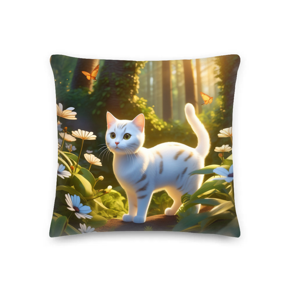 PugMug Custom White American Shorthair Cat Premium Pillow