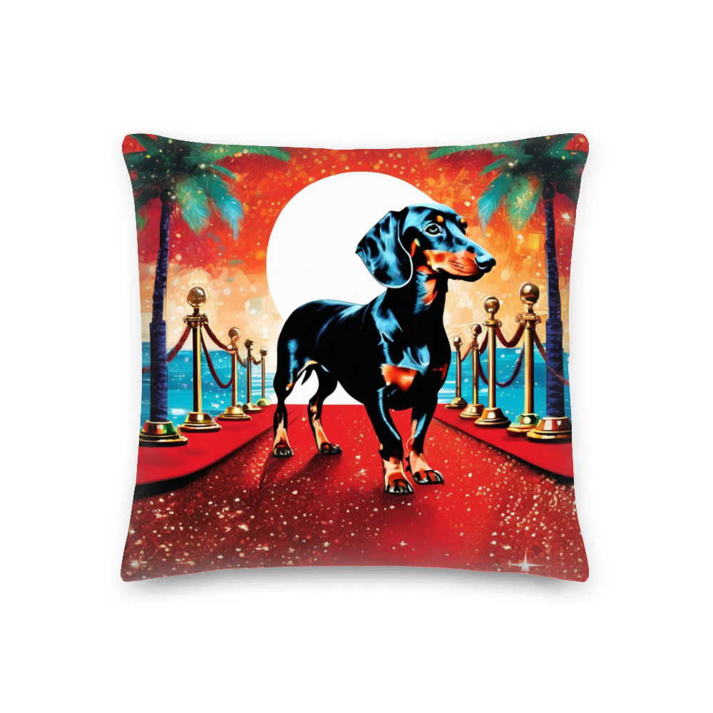 PugMug Custom Black Dachshund Premium Pillow