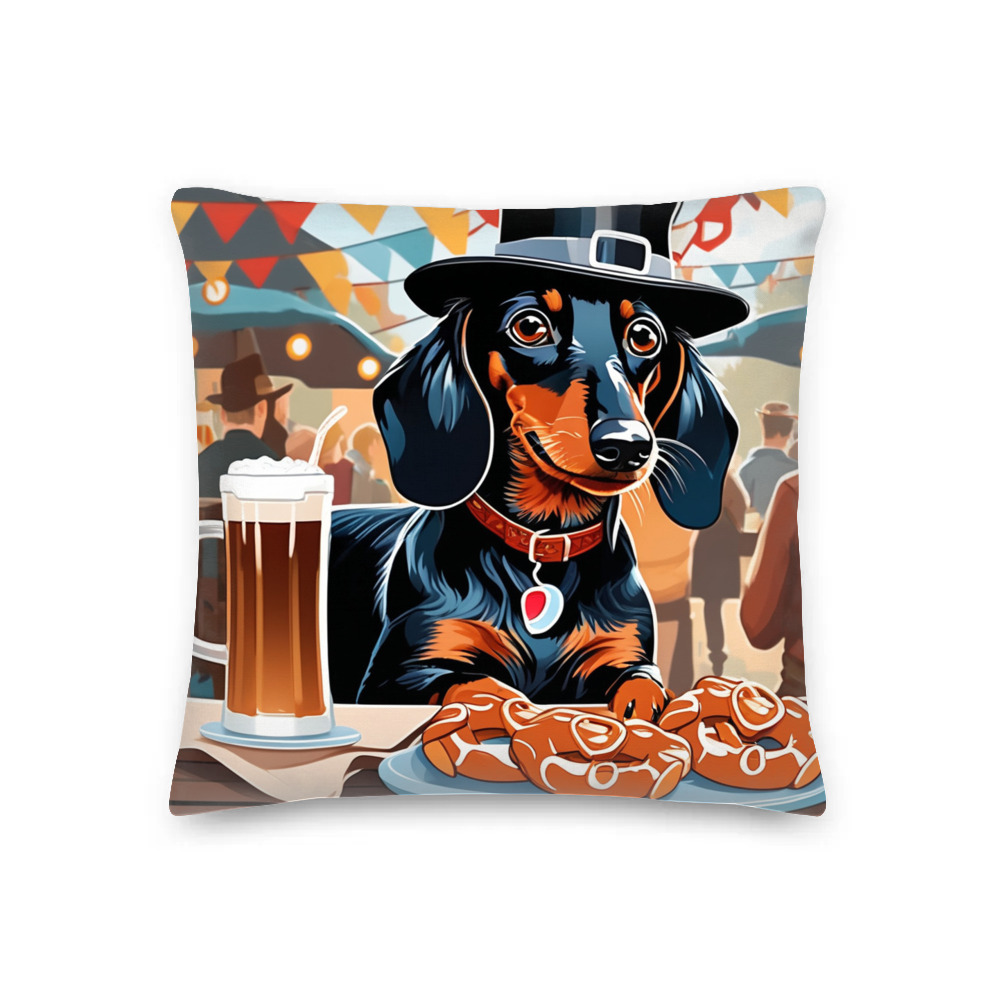PugMug Custom Black Dachshund Premium Pillow