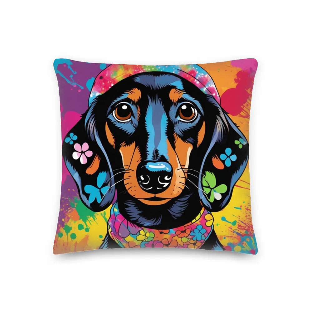 PugMug Custom Black Dachshund Premium Pillow
