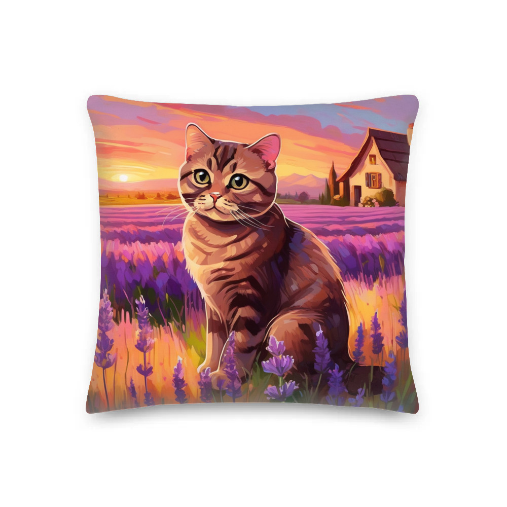 PugMug Custom Tabby Scottish Fold Cat Premium Pillow
