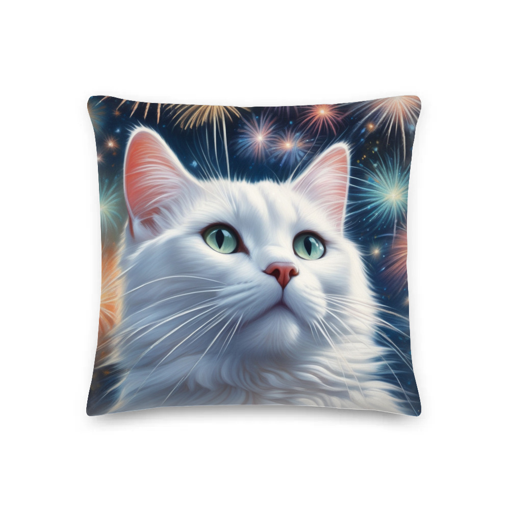 PugMug Custom White Companion Cat Premium Pillow