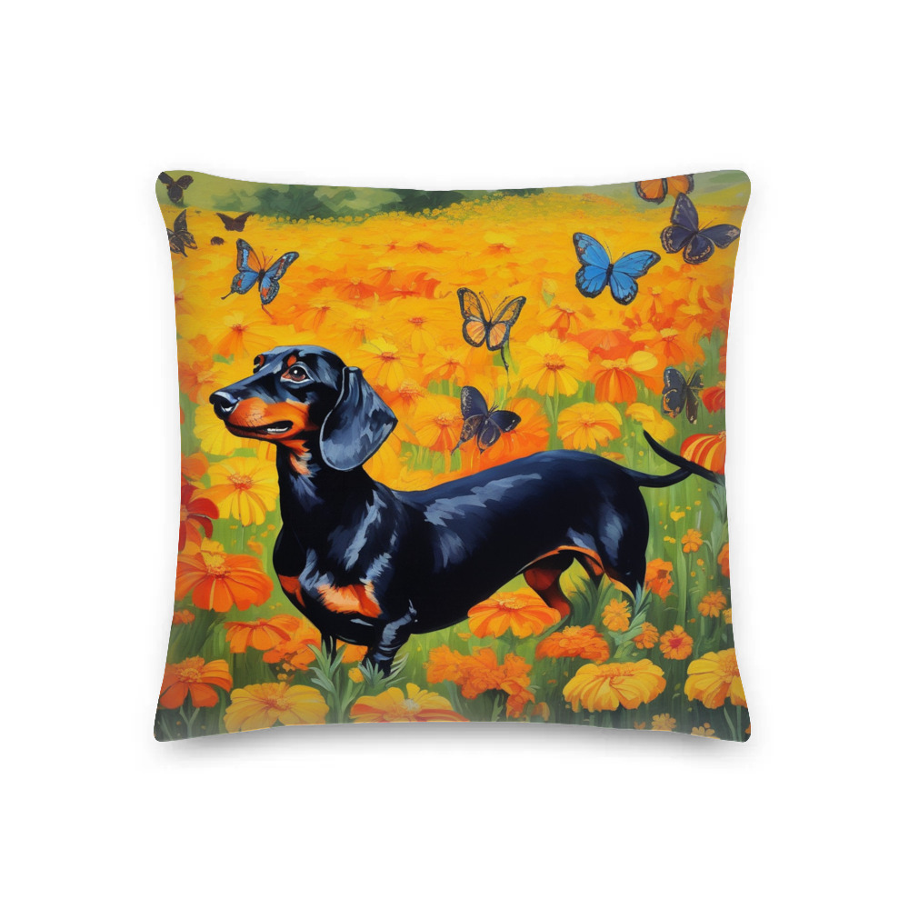 PugMug Custom Black Dachshund Premium Pillow