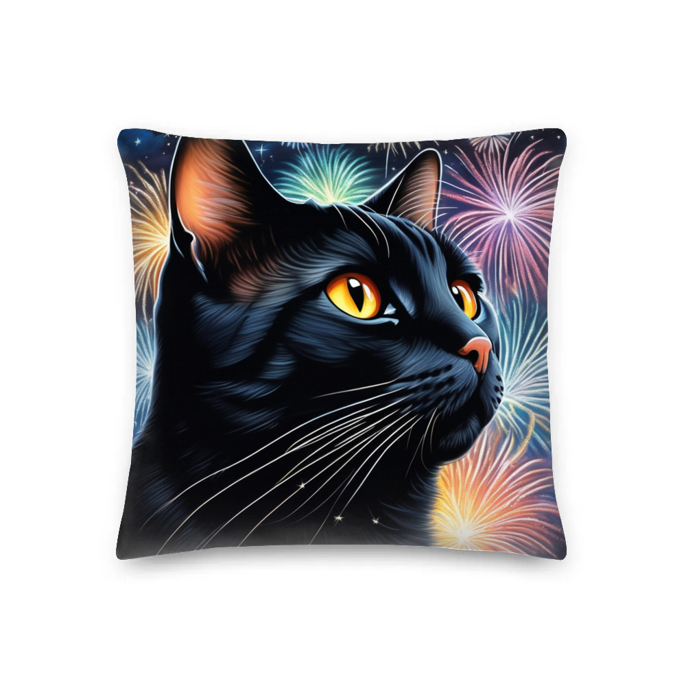 PugMug Custom Black American Shorthair Cat Premium Pillow