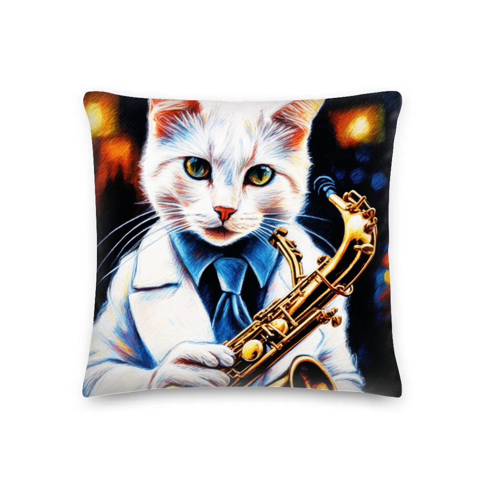 PugMug Custom White Companion Cat Premium Pillow