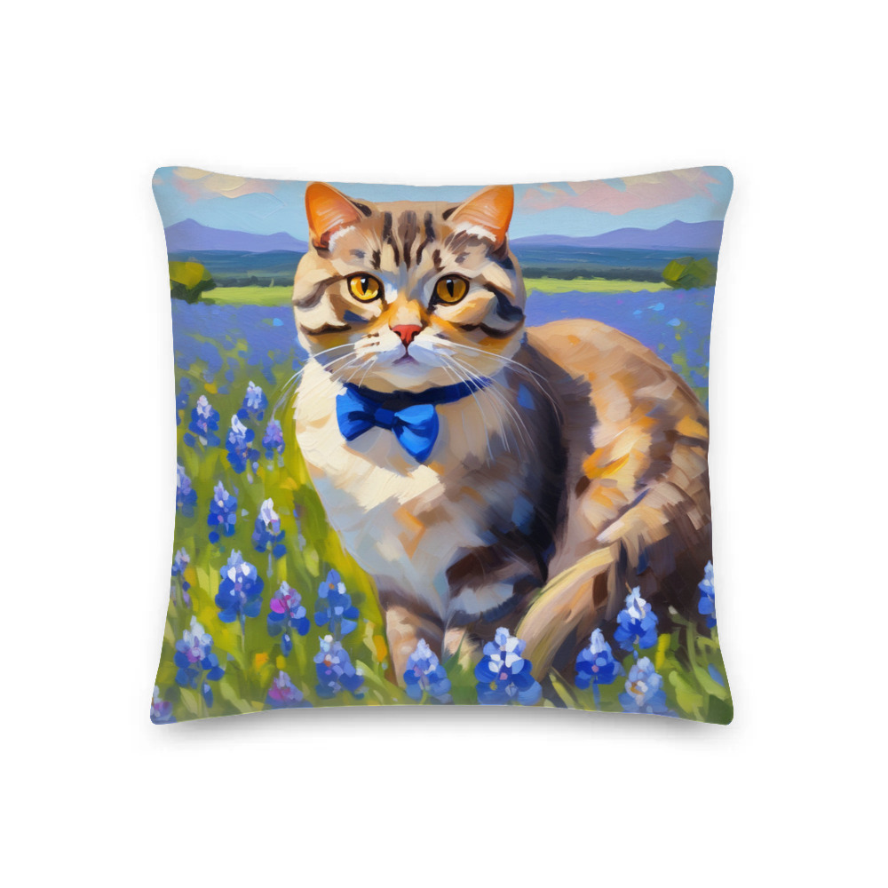 PugMug Custom Tabby Scottish Fold Cat Premium Pillow