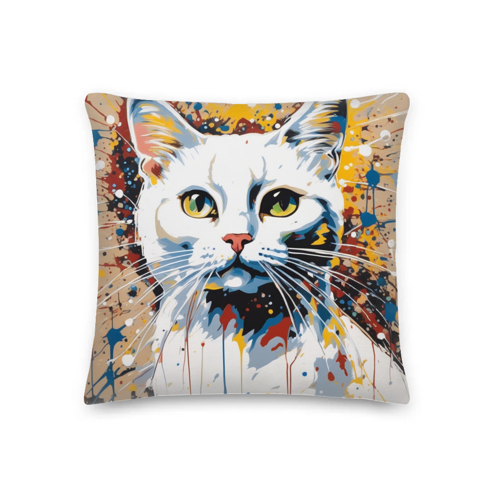 PugMug Custom White Companion Cat Premium Pillow