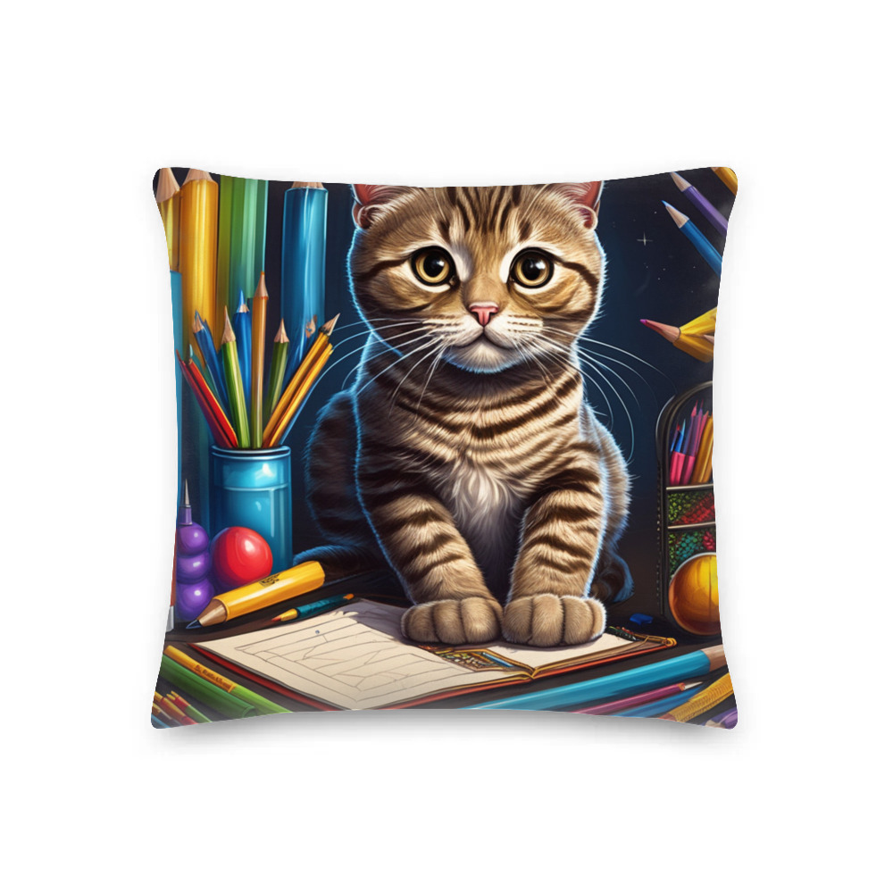 PugMug Custom Tabby Scottish Fold Cat Premium Pillow