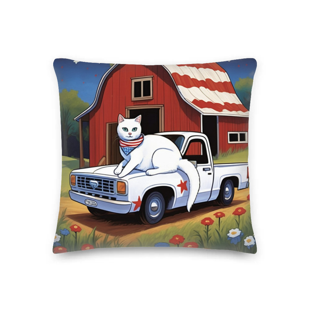 PugMug Custom White Companion Cat Premium Pillow