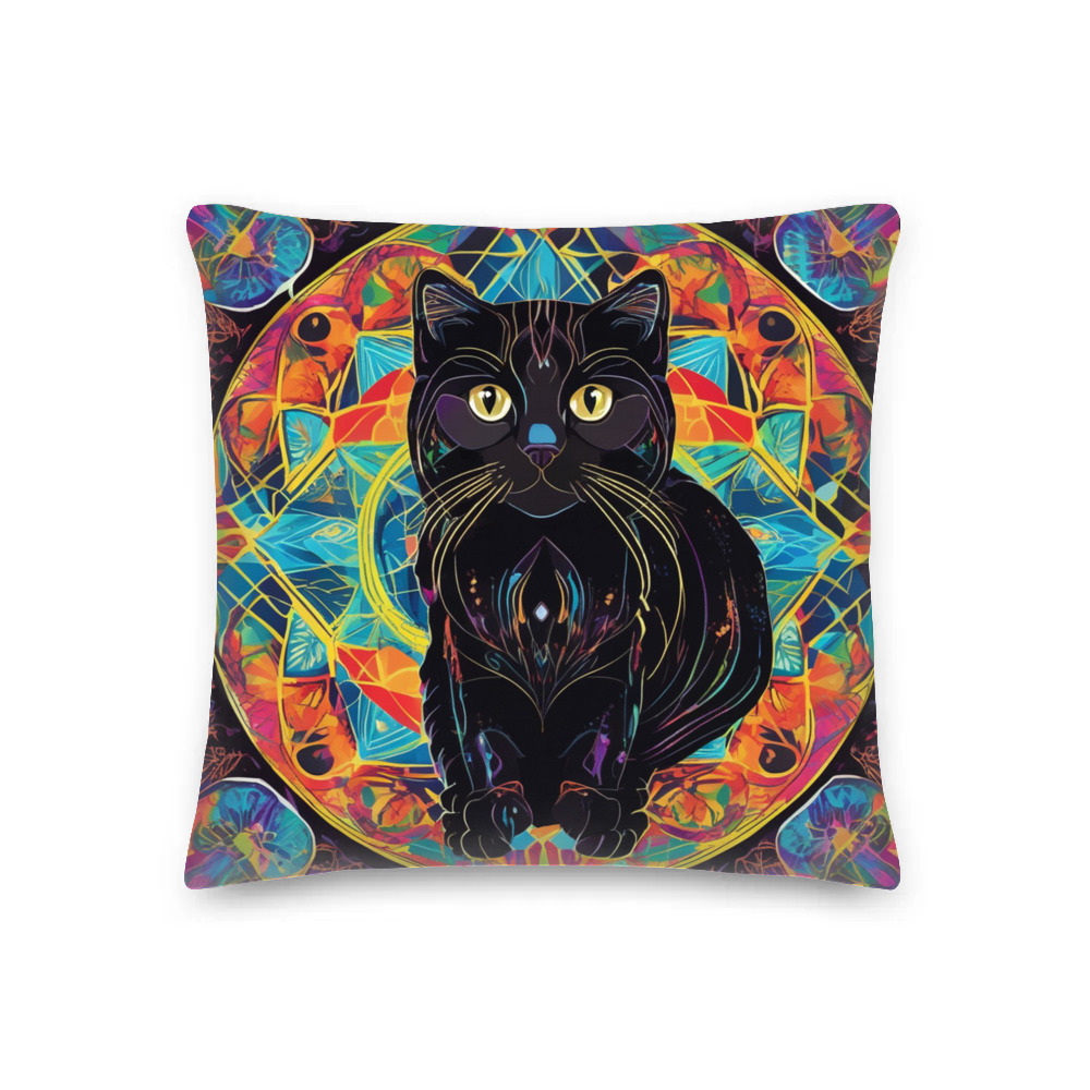 PugMug Custom Black Scottish Fold Cat Premium Pillow