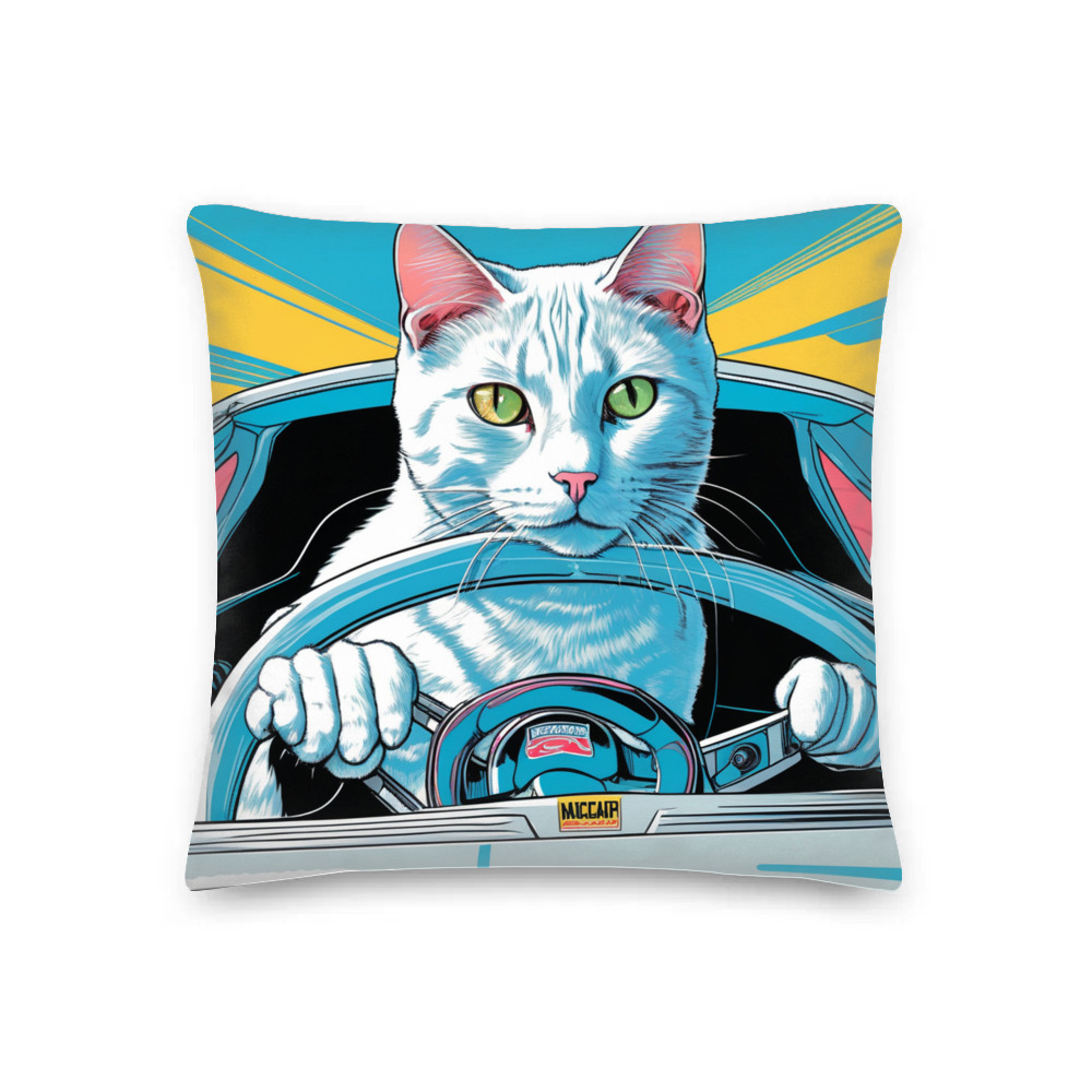 PugMug Custom White Companion Cat Premium Pillow