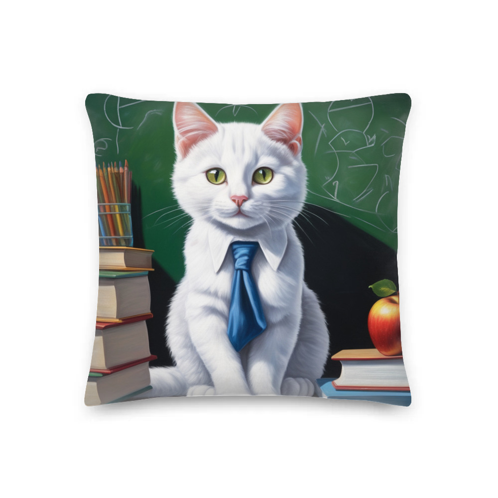 PugMug Custom White Companion Cat Premium Pillow