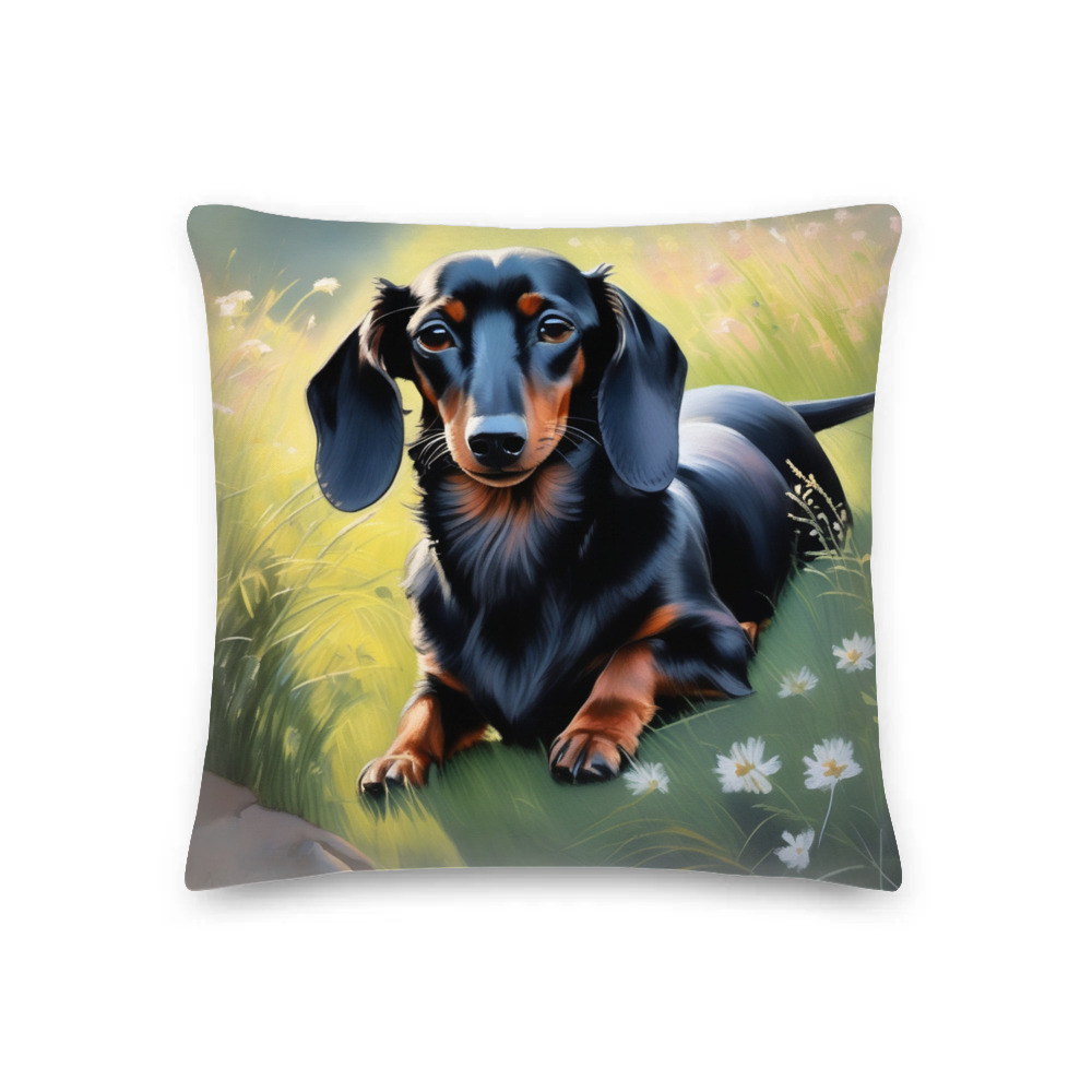 PugMug Custom Black Dachshund Premium Pillow