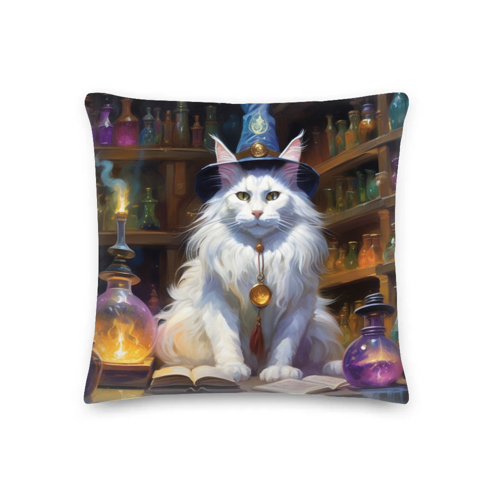PugMug Custom White Maine Coon Cat Premium Pillow