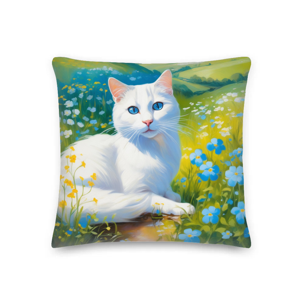 PugMug Custom White Companion Cat Premium Pillow